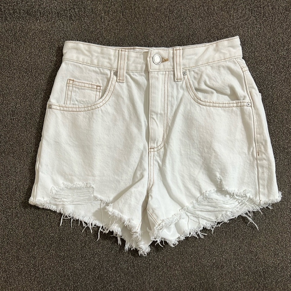 Cotton On White Distressed Denim Jean Shorts